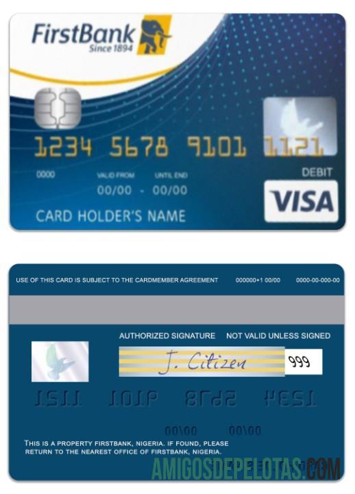 Nigeria FirstBank Visa Debit Card template